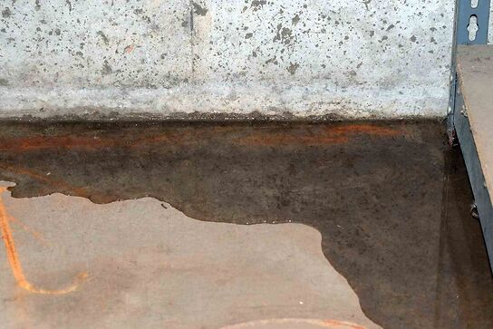 A concrete floor under water