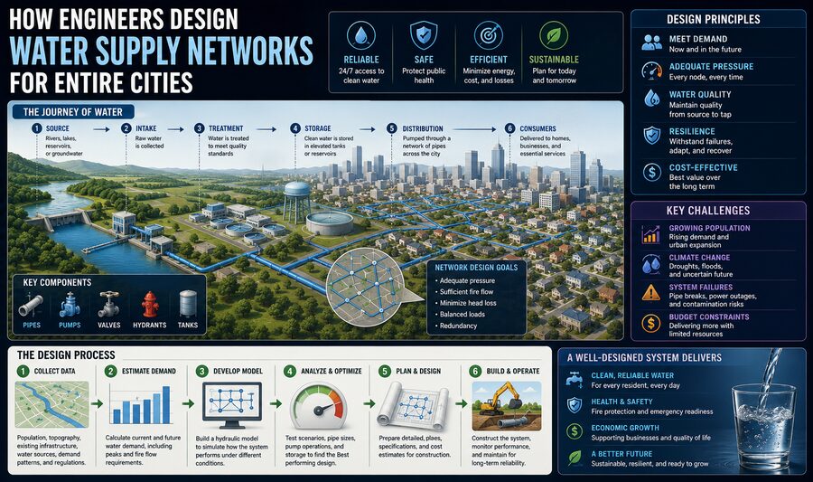 💧 How Engineers Design Water Supply Networks for Entire Cities