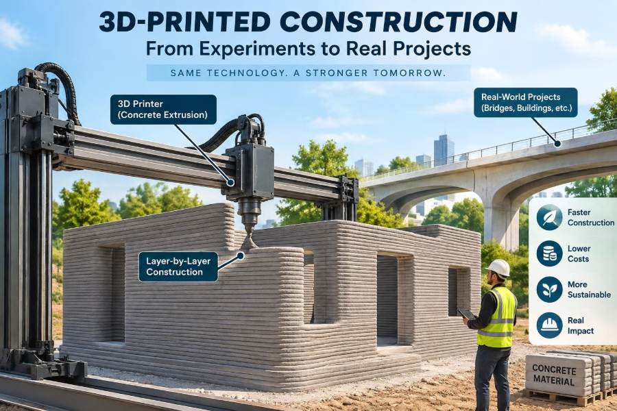🌉 Breakthrough in Infrastructure: How 3D-Printed Construction Is Moving from Experiments to Real Projects