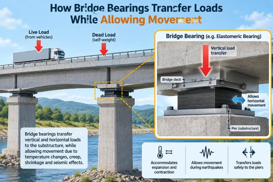 🏗️ How Bridge Bearings Transfer Loads While Allowing Movement