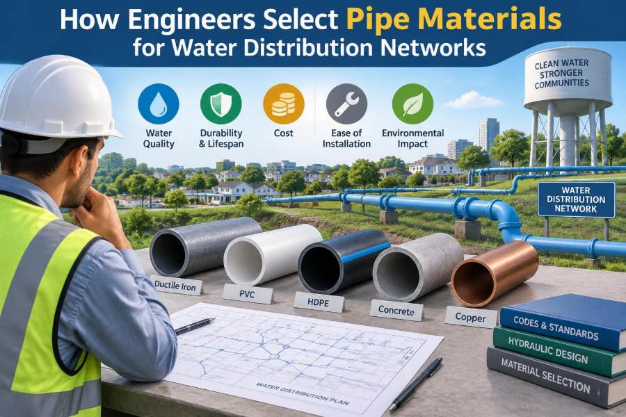 🚰 How Engineers Select Pipe Materials for Water Distribution Networks