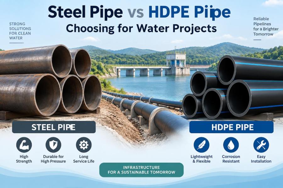 ⚖️ Steel Pipe vs HDPE Pipe: Choosing for Water Projects