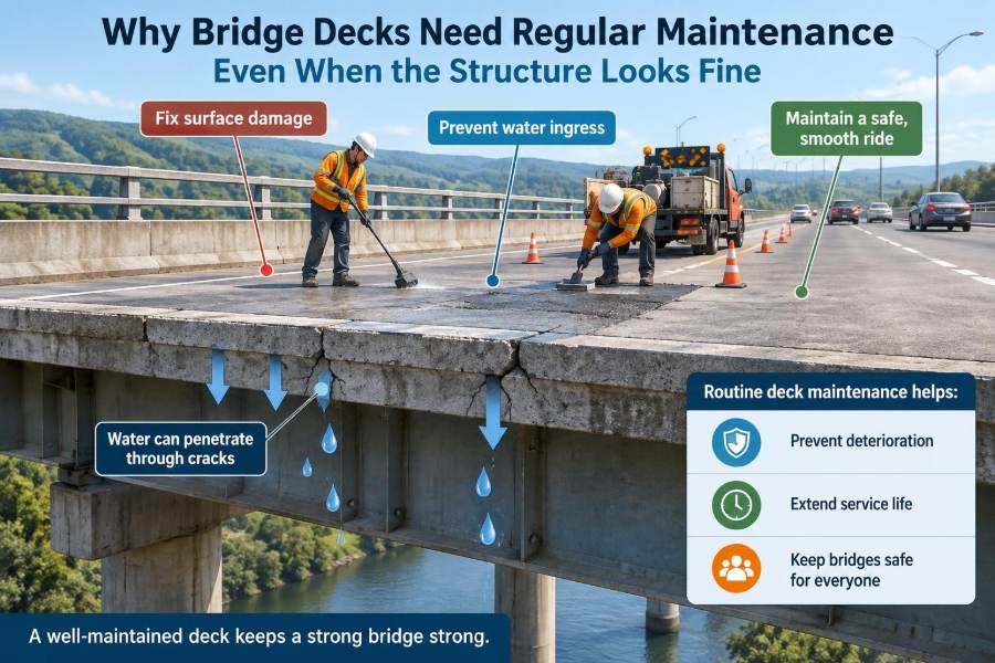 🌉 Why Bridge Decks Need Regular Maintenance Even When the Structure Looks Fine