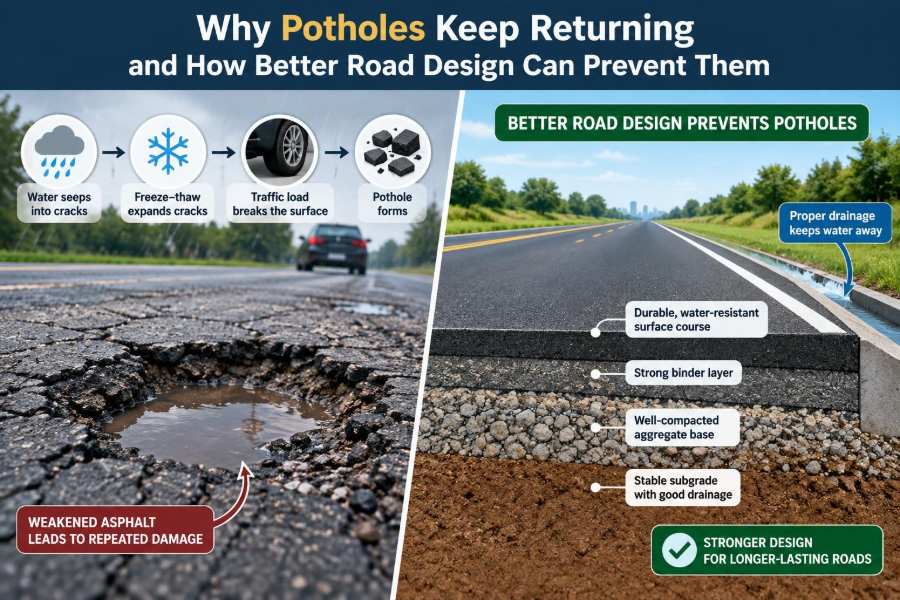 🛣️ Why Potholes Keep Returning and How Better Road Design Can Prevent Them