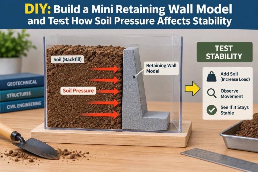 🌉 DIY: Build a Mini Retaining Wall Model and Test How Soil Pressure Affects Stability