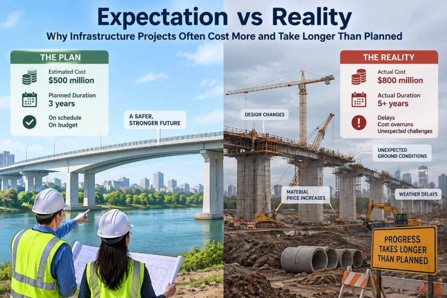 🌉 Expectation vs Reality: Why Infrastructure Projects Often Cost More and Take Longer Than Planned