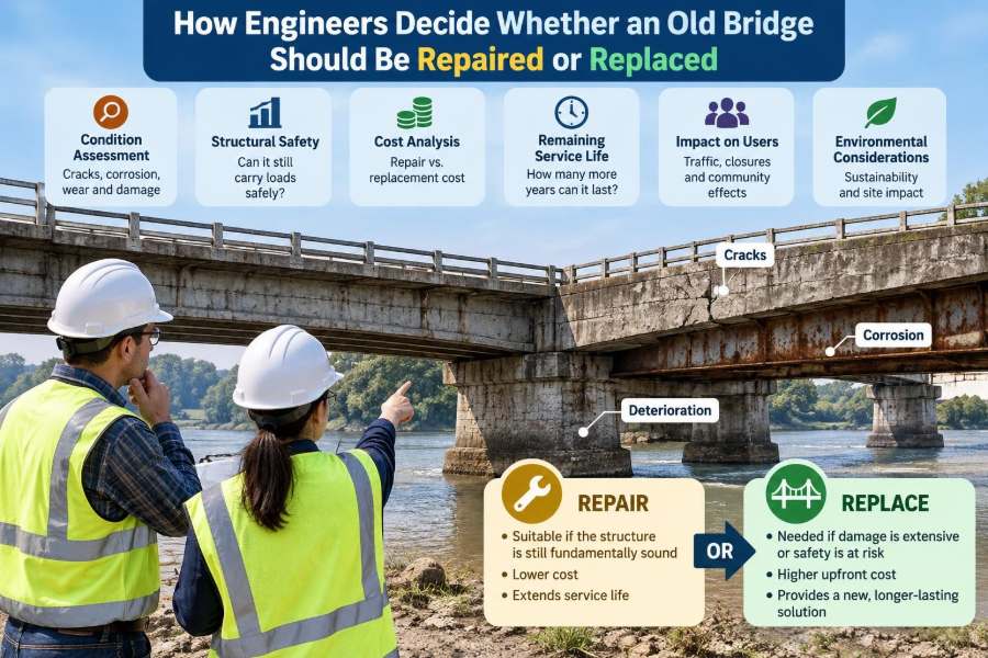 🌉 How Engineers Decide Whether an Old Bridge Should Be Repaired or Replaced