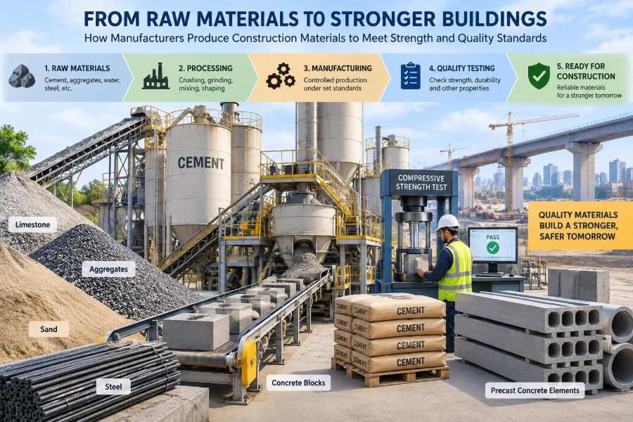 🌉 How Manufacturers Produce Construction Materials to Meet Strength and Quality Standards