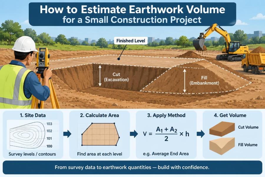 🌉 How to Estimate Earthwork Volume for a Small Construction Project