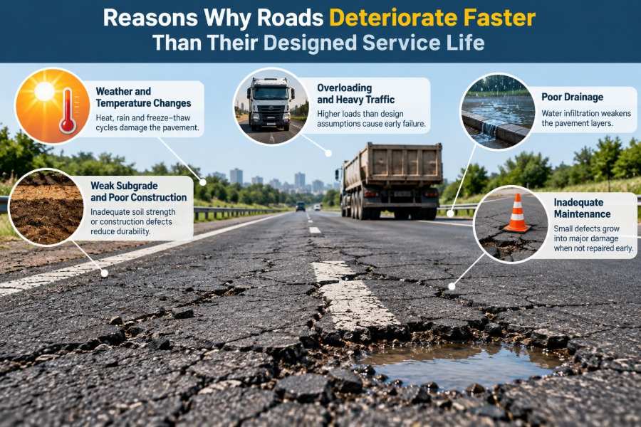 🌉 Reasons Why Roads Deteriorate Faster Than Their Designed Service Life