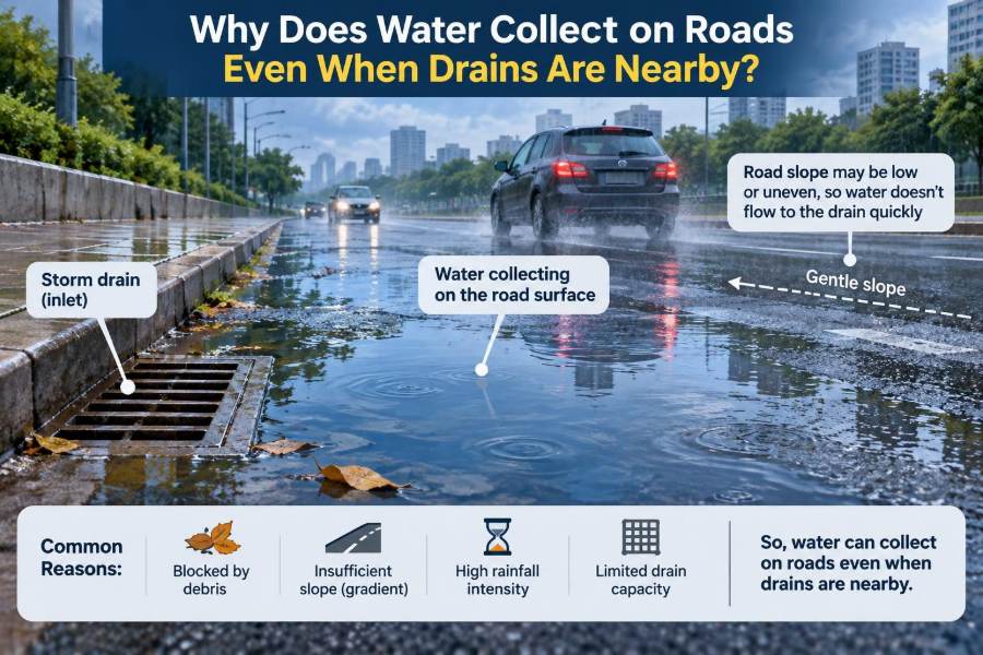 π§οΈ Why Does Water Collect on Roads Even When Drains Are Nearby?